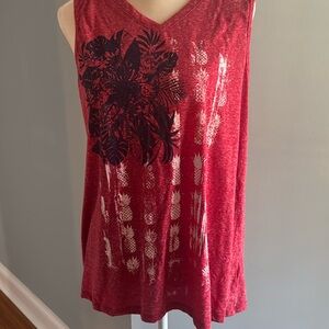 Kim Rogers ladies XL red printed tank EUC